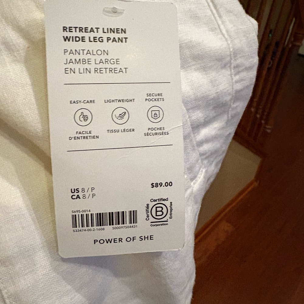Athleta White Linen Wide Leg Pants